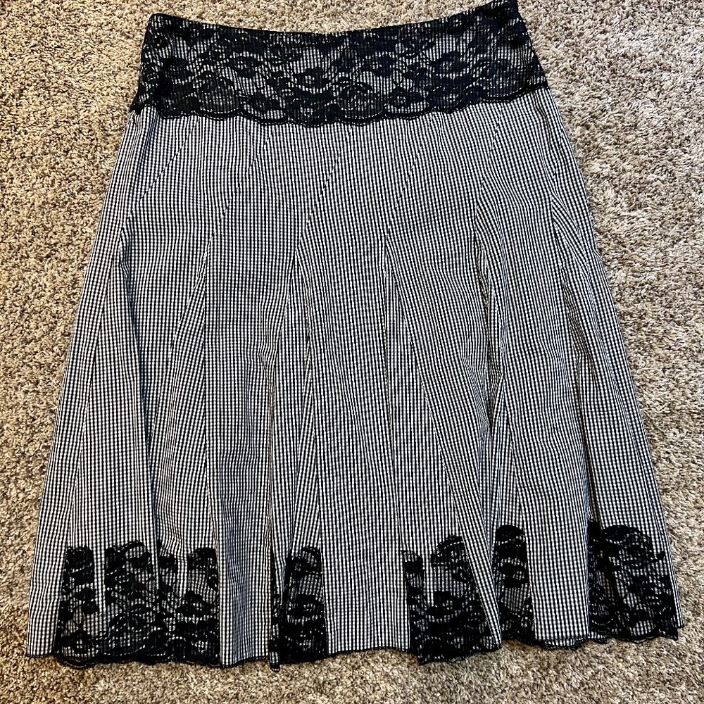 SUNNY TAYLOR BK/WT CHECK FULL SKIRT